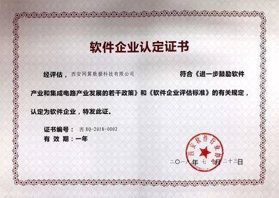 熱烈祝賀西安網(wǎng)算數(shù)據(jù)科技順利通過&ldquo;軟件企業(yè)認(rèn)定&rdquo;!