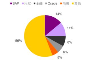 2017年h1中國企業(yè)級(jí)應(yīng)用軟件廠商銷售收入占比 圖